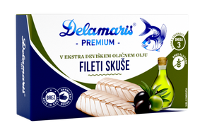 Delamaris fileti skuše v ekstra deviškem oljčnem olju 125g